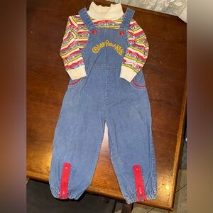 Cabbage Patch Kids Vintage Overalls Set in Blue and Red Size 2T